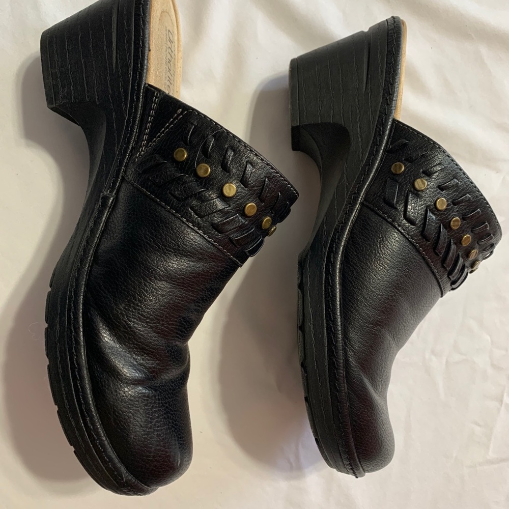 Black Croft & Barrow slip on mules, size 9